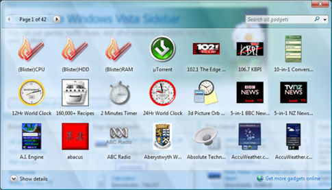 150 Beautiful Microsoft Windows Vista Sidebar Gadgets